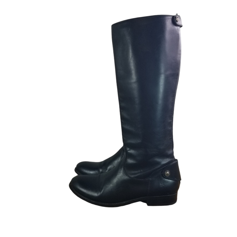 Frye Melissa back zip black leather riding equestrian boots
